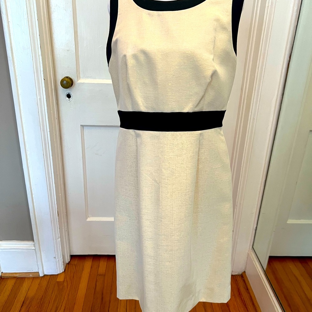 Megan Masters Black and White Sleeveless Sheath Dress